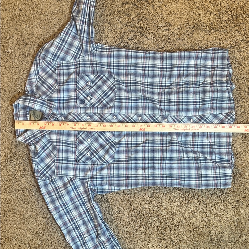 Wrangler Retro Casual Blue Plaid Button-Down Shirt for Men Size XXL - Picture 10 of 10
